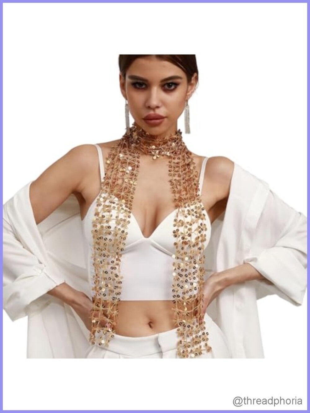 Sequined Fringe Scarf Wrap for Women Belly Dance Waist Belt Fashion Sparkly